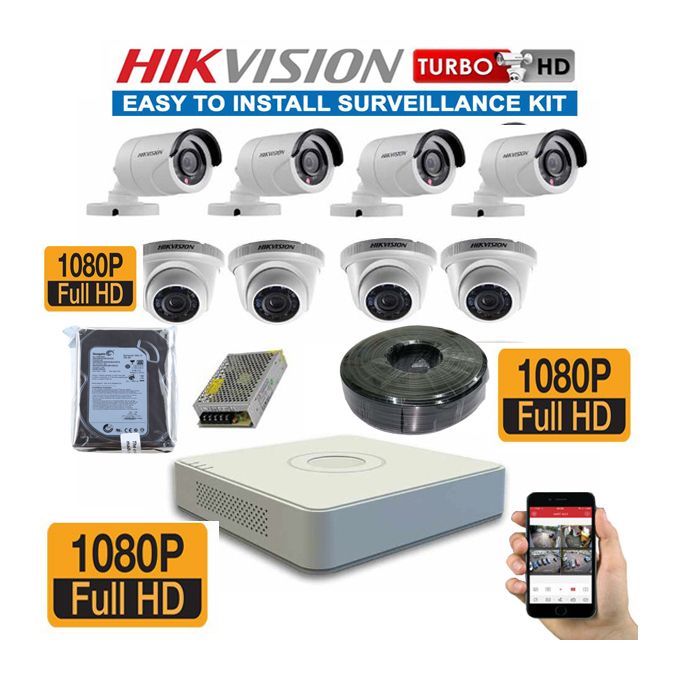 Hikvision 8 Quality 1080P 2MP CCTV Cameras Full System Kit 2TB Hdd ...