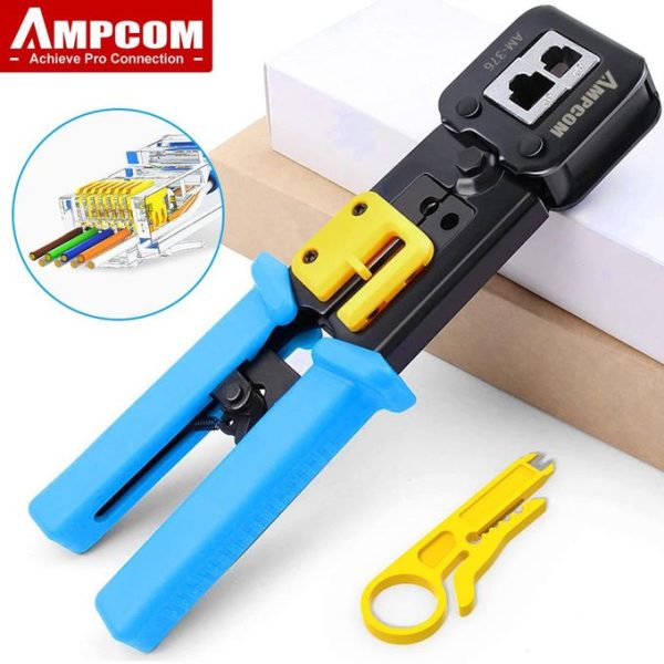 RJ45 Crimp Tool Pass Through Cat5 Cat5e Cat6