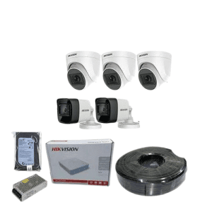 Hikvision 5 Turbo HD 1080P Full HD CCTV Cameras Complete System Kit-1TB Hard Disk+100M RG59 Cable